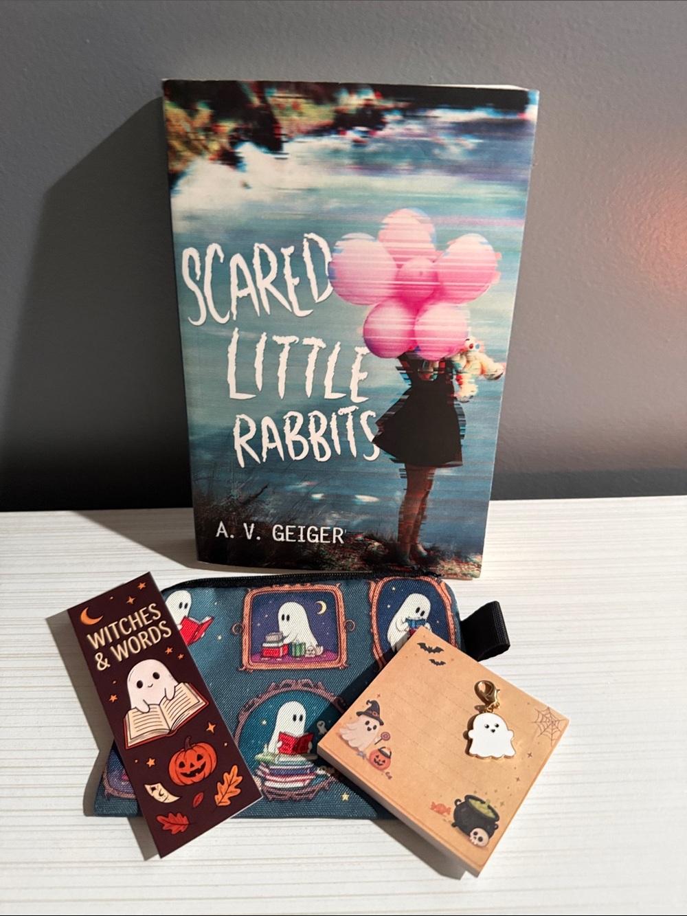Scared little rabbits by A.V GEIGER includes pouch, charm ,notepad & bookmark YA